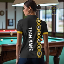 Load image into Gallery viewer, DNA Billiard 8 Ball &amp; 9 Ball Shirts For Women Custom Funny Pool Jerseys Team Polo &amp; 1/4 Zip |Yellow TDM5521