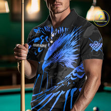 Load image into Gallery viewer, Custom Black And Blue 8 Ball Pool Eagle Paint Billiard Shirts For Men Team League Billiard Jerseys TDM5522