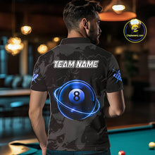 Load image into Gallery viewer, Custom Black And Blue 8 Ball Pool Eagle Paint Billiard Shirts For Men Team League Billiard Jerseys TDM5522