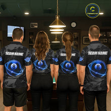 Load image into Gallery viewer, Custom Black And Blue 8 Ball Pool Eagle Paint Billiard Shirts For Men Team League Billiard Jerseys TDM5522