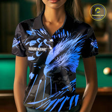 Load image into Gallery viewer, Custom Black And Blue 8 Ball Pool Eagle Paint Billiard Shirts For Women Team League Billiard Jerseys TDM5522