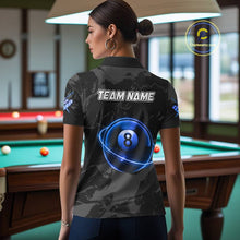 Load image into Gallery viewer, Custom Black And Blue 8 Ball Pool Eagle Paint Billiard Shirts For Women Team League Billiard Jerseys TDM5522