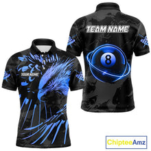 Load image into Gallery viewer, Custom Black And Blue 8 Ball Pool Eagle Paint Billiard Shirts For Men Team League Billiard Jerseys TDM5522