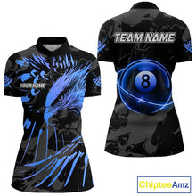 Load image into Gallery viewer, Custom Black And Blue 8 Ball Pool Eagle Paint Billiard Shirts For Women Team League Billiard Jerseys TDM5522