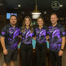 Load image into Gallery viewer, Custom Black And Purple 8 Ball Pool Eagle Paint Billiard Shirt For Women Team League Billiard Jersey TDM5523