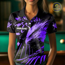 Load image into Gallery viewer, Custom Black And Purple 8 Ball Pool Eagle Paint Billiard Shirt For Women Team League Billiard Jersey TDM5523