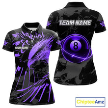 Load image into Gallery viewer, Custom Black And Purple 8 Ball Pool Eagle Paint Billiard Shirt For Women Team League Billiard Jersey TDM5523