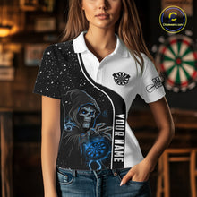 Load image into Gallery viewer, Blue Grim Reaper Darts Women Polo &amp; Quarter-Zip Custom Darts Shirts For Team Darts Jerseys TDM5524