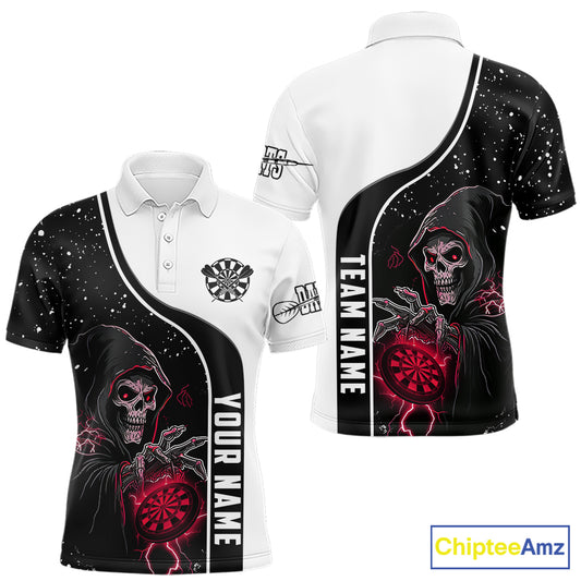 Red Grim Reaper Darts Men Polo & Quarter-Zip Custom Darts Shirts For Team Darts Jerseys TDM5525