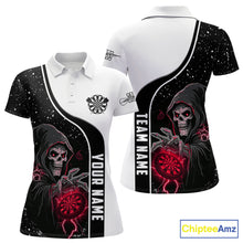 Load image into Gallery viewer, Red Grim Reaper Darts Women Polo &amp; Quarter-Zip Custom Darts Shirts For Team Darts Jerseys TDM5525
