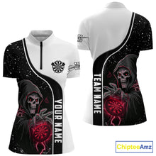 Load image into Gallery viewer, Red Grim Reaper Darts Women Polo &amp; Quarter-Zip Custom Darts Shirts For Team Darts Jerseys TDM5525