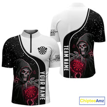 Load image into Gallery viewer, Red Grim Reaper Darts Men Polo &amp; Quarter-Zip Custom Darts Shirts For Team Darts Jerseys TDM5525