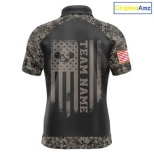 Load image into Gallery viewer, Personalized Retro Camo US Flag Billiard Shirt For Men Custom Pool Team Jersey Polo &amp; 1/4 Zip TDM5793