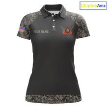 Load image into Gallery viewer, Personalized Retro Camo US Flag Billiard Shirt For Women Custom Pool Team Jersey Polo &amp; 1/4 Zip TDM5793
