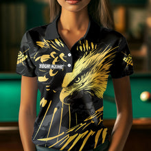 Load image into Gallery viewer, Custom Black And Gold 8 Ball Pool Eagle Paint Billiard Shirts For Women Team League Billiard Jerseys TDM3477