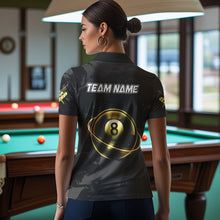 Load image into Gallery viewer, Custom Black And Gold 8 Ball Pool Eagle Paint Billiard Shirts For Women Team League Billiard Jerseys TDM3477