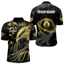 Load image into Gallery viewer, Custom Black And Gold 8 Ball Pool Eagle Paint Billiard Shirts For Men Team League Billiard Jerseys TDM3477