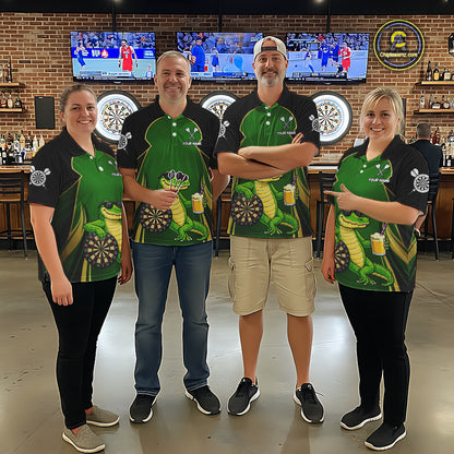Funny Alligator And Beer Darts Shirt For Men Custom Darts Jersey Polo & 1/4 Zip, Darts Gifts TDM6144