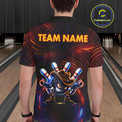 Funny Neon Bowling Jersey For Men Custom Bowling Shirt Polo & Quarter Zip, Bowling Team Outfit TDM6149