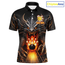 Load image into Gallery viewer, Personalized Dragon Bowling Jersey For Men Custom Fire Bowling League Team Shirt Polo &amp; 1/4 Zip TDM6386