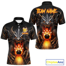Load image into Gallery viewer, Personalized Dragon Bowling Jersey For Men Custom Fire Bowling League Team Shirt Polo &amp; 1/4 Zip TDM6386