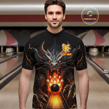 Load image into Gallery viewer, Personalized Dragon Bowling Jersey For Men Custom Fire Bowling League Team Shirt Polo &amp; 1/4 Zip TDM6386