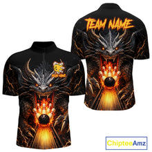 Load image into Gallery viewer, Personalized Dragon Bowling Jersey For Men Custom Fire Bowling League Team Shirt Polo &amp; 1/4 Zip TDM6386