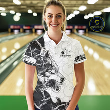 Load image into Gallery viewer, White Black Thorny Camo Wolf Bowling Shirt For Women Custom Bowling Team Jersey Polo &amp; 1/4 Zip TDM6390