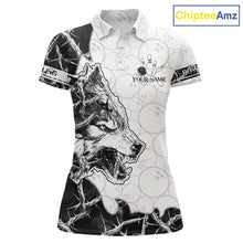Load image into Gallery viewer, White Black Thorny Camo Wolf Bowling Shirt For Women Custom Bowling Team Jersey Polo &amp; 1/4 Zip TDM6390