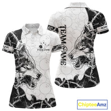 Load image into Gallery viewer, White Black Thorny Camo Wolf Bowling Shirt For Women Custom Bowling Team Jersey Polo &amp; 1/4 Zip TDM6390