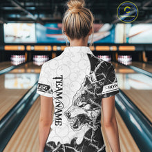 Load image into Gallery viewer, White Black Thorny Camo Wolf Bowling Shirt For Women Custom Bowling Team Jersey Polo &amp; 1/4 Zip TDM6390