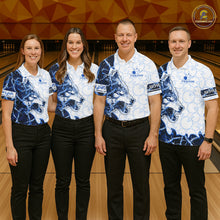 Load image into Gallery viewer, Personalized Blue Thorny Camo Wolf Bowling Shirt For Men Custom Bowling Team Jersey Polo &amp; 1/4 Zip TDM6391
