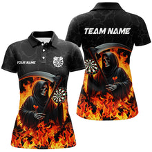 Load image into Gallery viewer, Grim Reaper Darts Board Fire Flame Women Darts Polo &amp; Quarter-Zip Shirts Custom Darts Team Jerseys TDM1669