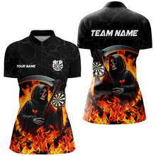 Load image into Gallery viewer, Grim Reaper Darts Board Fire Flame Women Darts Polo &amp; Quarter-Zip Shirts Custom Darts Team Jerseys TDM1669