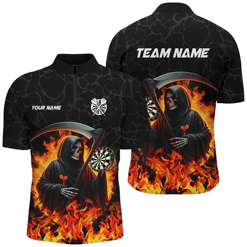 Death Skeleton Darts Board Fire Flame Men Darts Polo & Quarter-Zip Shirts Custom Darts Team Jerseys TDM1669