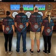 Load image into Gallery viewer, Blue And Red Custom Dragon Fire Darts Shirts For Men, Darts League Team Jersey Polo &amp; Quarter Zip TDM6576