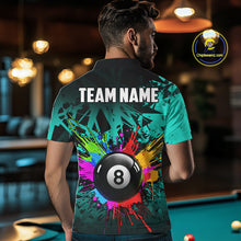Load image into Gallery viewer, Colorful 8 Ball Pool Billiard Jersey For Men Custom Billiard Team Shirts Polo &amp; 1/4 Zip | Turquoise TDM6581