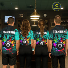 Load image into Gallery viewer, Colorful 8 Ball Pool Billiard Jersey For Men Custom Billiard Team Shirts Polo &amp; 1/4 Zip | Turquoise TDM6581