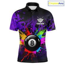 Load image into Gallery viewer, Colorful 8 Ball Pool Billiard Jersey For Men Custom Billiard Team Shirts Polo &amp; Quarter Zip| Red TDM6583