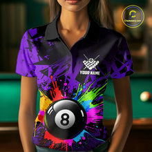 Load image into Gallery viewer, Colorful 8 Ball Pool Billiard Jersey For Women Custom Billiard Team Shirts Polo &amp; Quarter Zip | Purple TDM6584