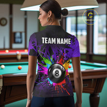 Load image into Gallery viewer, Colorful 8 Ball Pool Billiard Jersey For Women Custom Billiard Team Shirts Polo &amp; Quarter Zip | Purple TDM6584