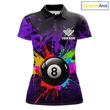 Load image into Gallery viewer, Colorful 8 Ball Pool Billiard Jersey For Women Custom Billiard Team Shirts Polo &amp; Quarter Zip | Purple TDM6584