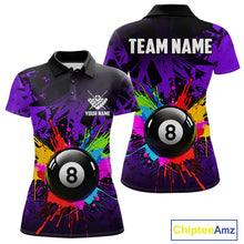 Load image into Gallery viewer, Colorful 8 Ball Pool Billiard Jersey For Women Custom Billiard Team Shirts Polo &amp; Quarter Zip | Purple TDM6584
