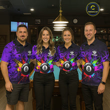 Load image into Gallery viewer, Colorful 8 Ball Pool Billiard Jersey For Men Custom Billiard Team Shirts Polo &amp; Quarter Zip| Red TDM6583