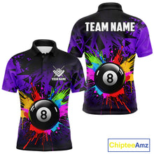 Load image into Gallery viewer, Colorful 8 Ball Pool Billiard Jersey For Men Custom Billiard Team Shirts Polo &amp; Quarter Zip| Red TDM6583