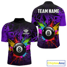 Load image into Gallery viewer, Colorful 8 Ball Pool Billiard Jersey For Men Custom Billiard Team Shirts Polo &amp; Quarter Zip| Red TDM6583