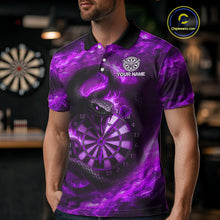 Load image into Gallery viewer, Personalized Fire Flame Snake Purple Darts Shirt For For Men Custom Darts Jersey Polo &amp; 1/4 Zip TDM4850