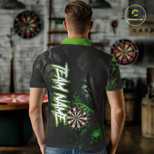Load image into Gallery viewer, Green Grim Reaper Flame Darts Shirt For Men Custom Skull Darts Jersey Team Polo &amp; Quarter Zip TDM5531