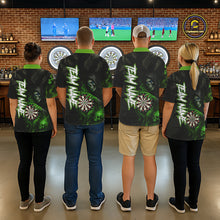 Load image into Gallery viewer, Green Grim Reaper Flame Darts Shirt For Men Custom Skull Darts Jersey Team Polo &amp; Quarter Zip TDM5531