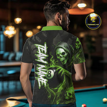 Load image into Gallery viewer, Grim Reaper Custom Flame 8 Ball Pool Billiard Shirt For Men, Black And Green Billiard Team Jersey TDM5532